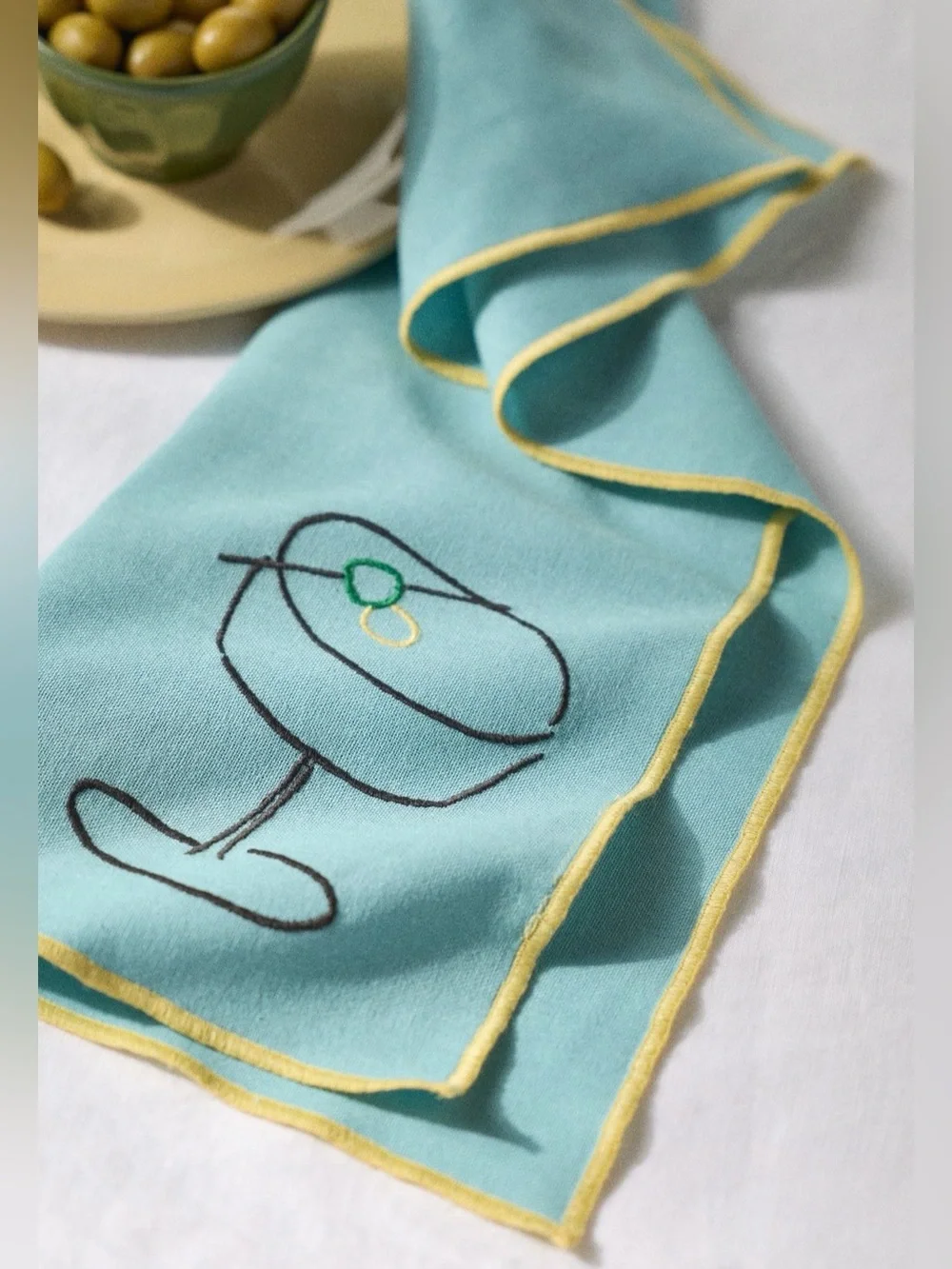 Phthalo Ruth Cotton Napkins, Set of 2 Embroidered Sky Anthropologie NWT